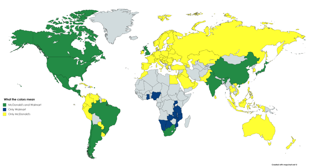 Which countries have Walmart?