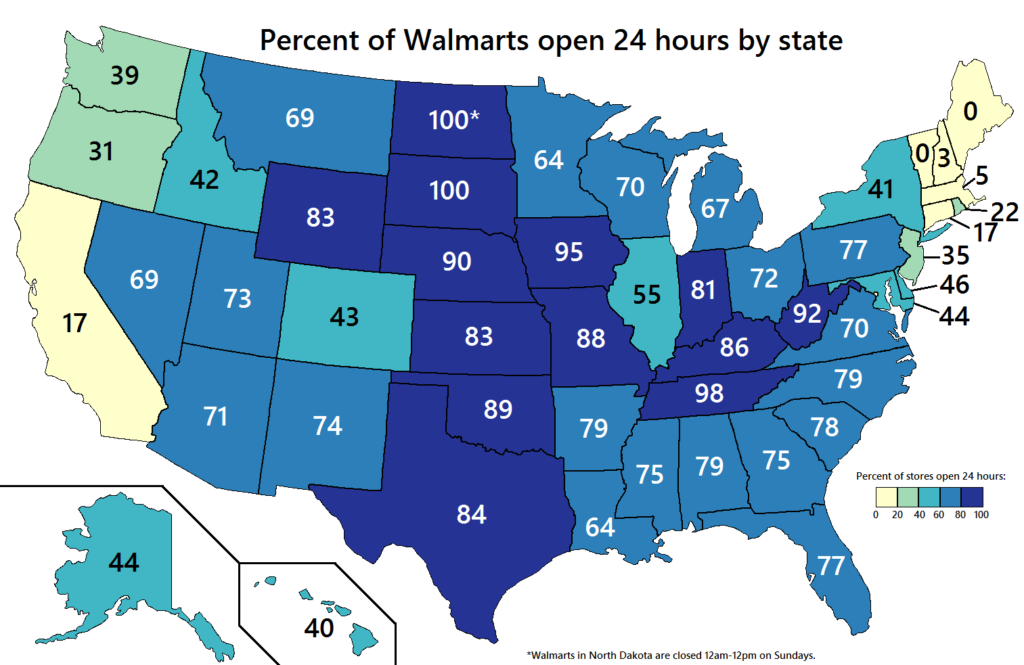 Which state has most Walmart?